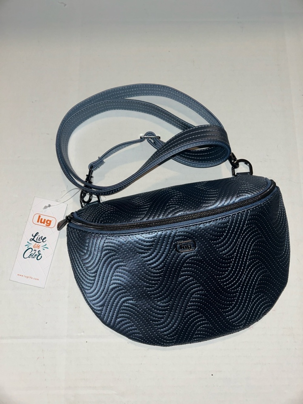 Lug Tumble Metallic Blue Crossbody Bag NEW